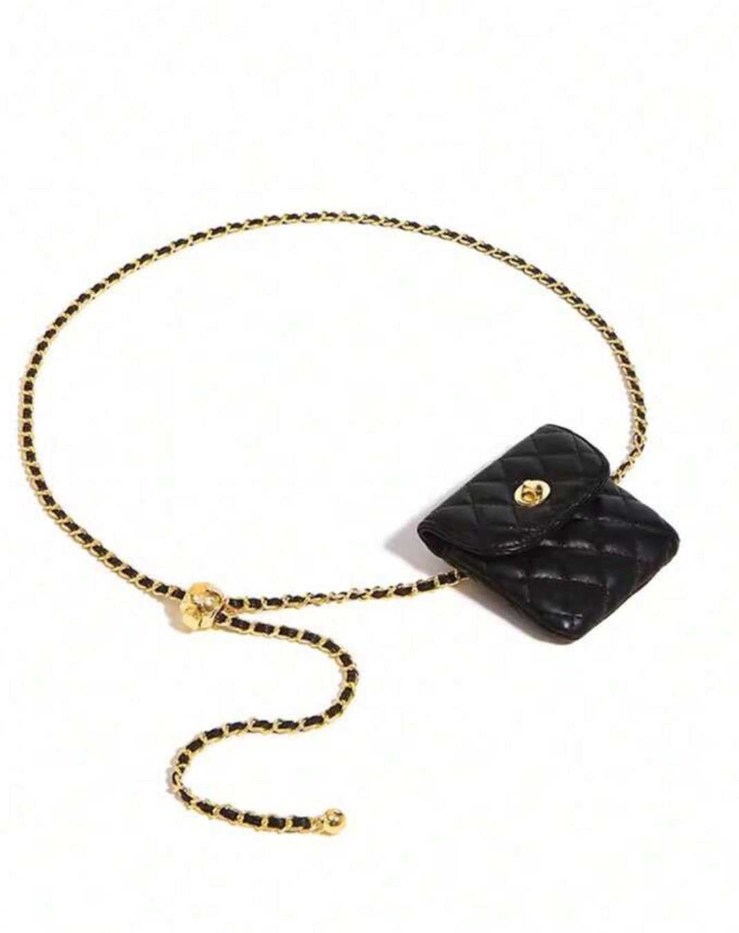 Channel taille tas met koord en gouden draaislot voor een party of kerstmis of voor de sexy vrouw