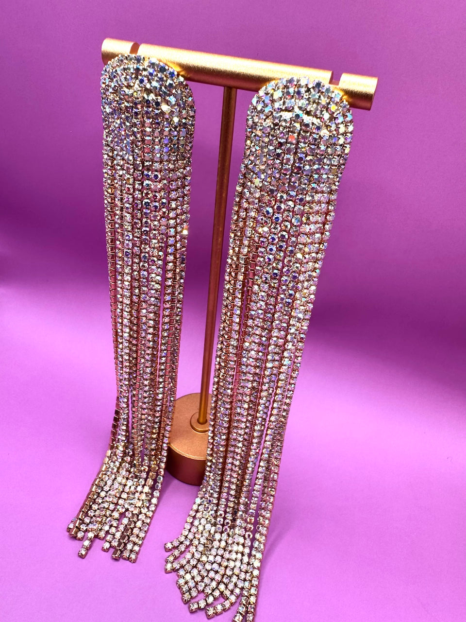 Glow earrings met een halve boog en waterval van zirkonia stenen