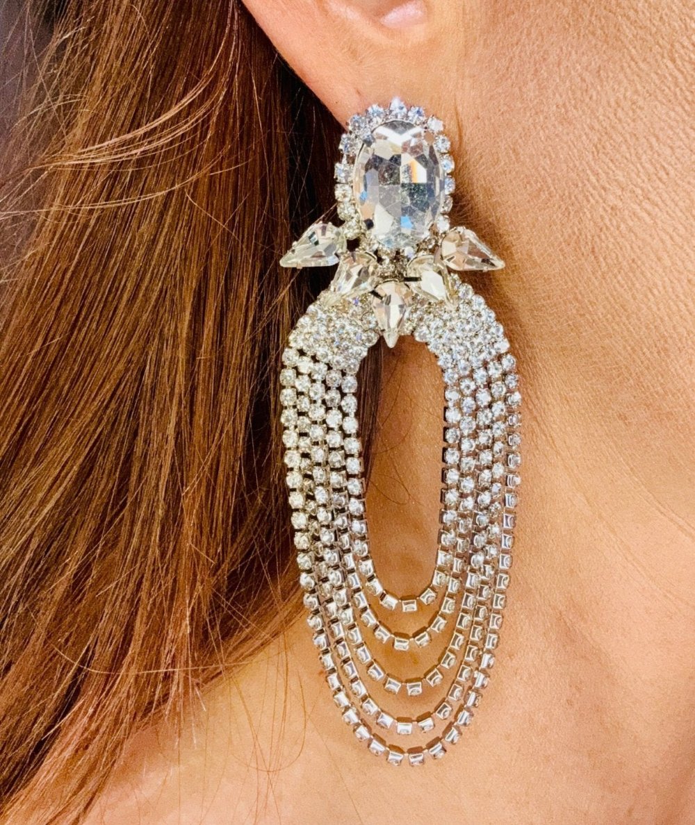 Opal oorbellen met strass diamanten zilverkleurig bungelend voor de sexy vrouw met kerst 