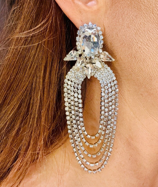 Opal oorbellen met strass diamanten zilverkleurig bungelend voor de sexy vrouw met kerst 