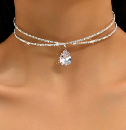 Strass choker ketting met bungelende strass diamant vrouwelijk sexy kerst party